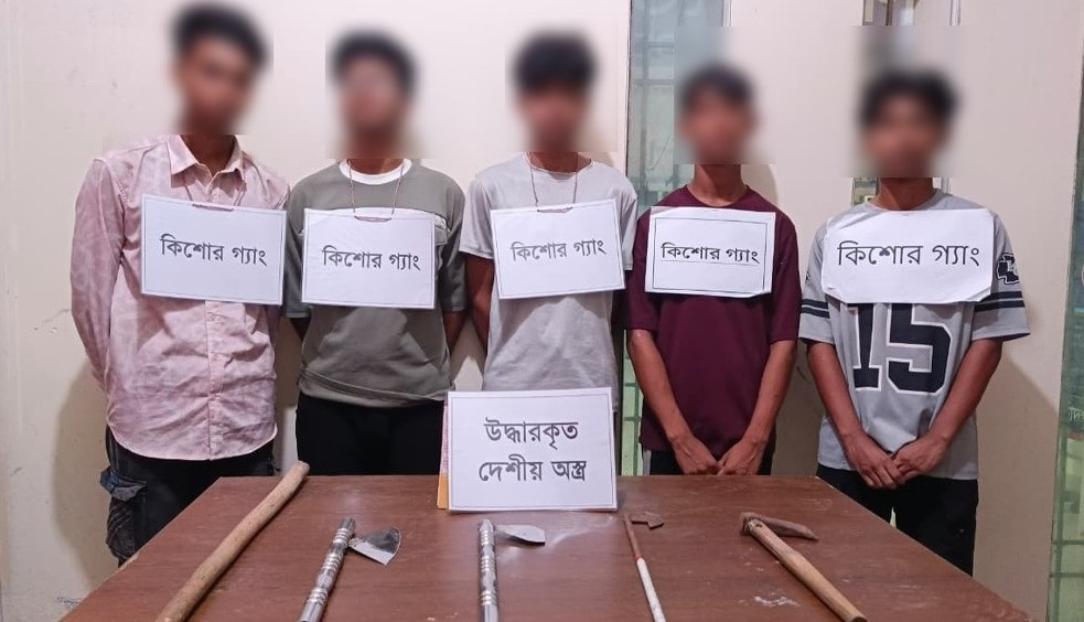 চাঁদপুরে কিশোর গ্যাংয়ের ৫ সদস্য আটক