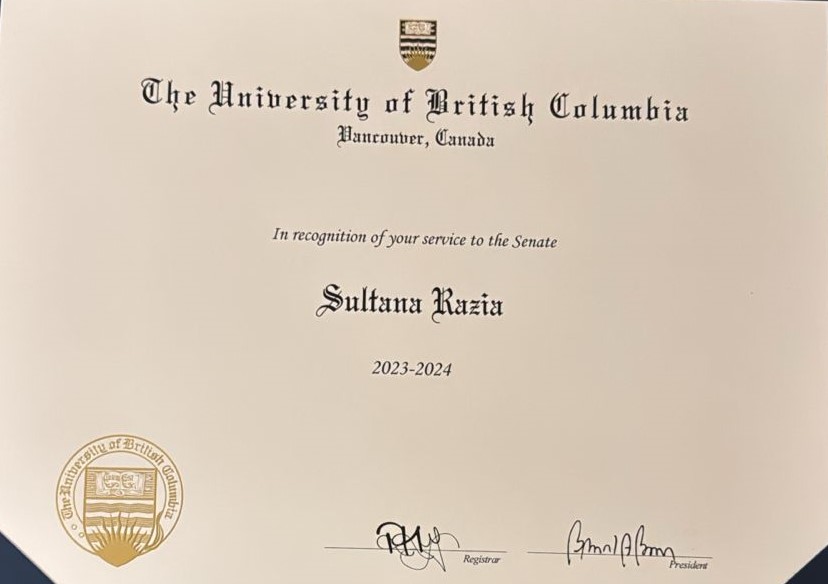 কানাডায়  ছাত্র প্রতিনিধি হলেন সুলতানা রাজিয়া