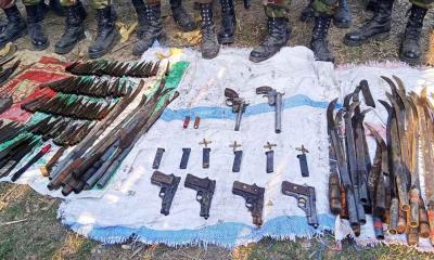 পুকুরে লুকানো ছিল বিপুল অস্ত্র-গুলি, পানি সেচে উদ্ধার