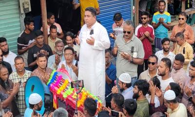 বাঞ্ছারামপুরে জুলাই শহীদদের স্মরণে দোয়া ও মৌন মিছিল